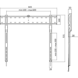 Logilink TV Wall mount, 43"-80", fix, 33mm