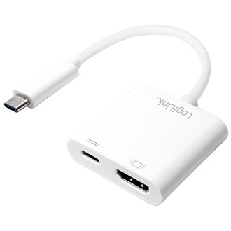 LogiLink USB-C -> HDMI USB-C PD M/F adapter 0.2m fehér