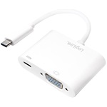 LogiLink USB-C -> VGA USB-C PD M/F adapter 0.2m fehér