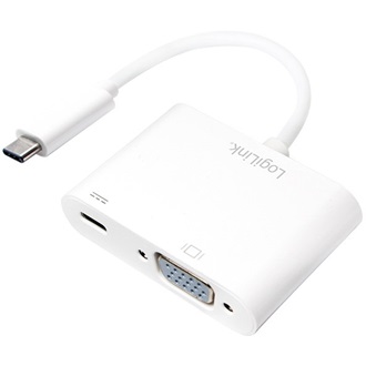 LogiLink USB-C -> VGA USB-C PD M/F adapter 0.2m fehér