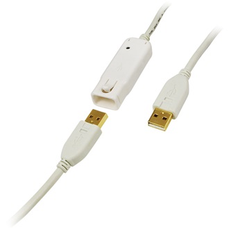 LogiLink USB-A 2.0 - USB-A 2.0 M/F adatkábel hosszabbító 12m fehér max. 60m repeater mód