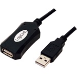 LogiLink USB-A 2.0 - USB-A 2.0 M/F adatkábel 5m fekete összefűzhető (repeater)