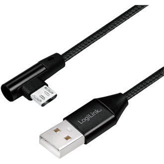 LogiLink USB-A 2.0 -> USB-B 2.0 micro M/M adatkábel 1m fekete egyenes/90°