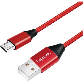 LogiLink USB-A 2.0 -> USB-B 2.0 micro M/M adatkábel 0.3m piros