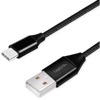 LogiLink USB-C -> USB-A 2.0 M/M adatkábel 0.3m fekete