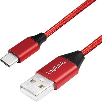 LogiLink USB-A 2.0 -> USB-C M/M adatkábel 0.3m piros