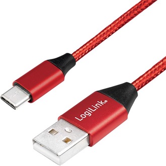 LogiLink USB-C -> USB-A 2.0 M/M adatkábel 1m piros