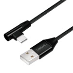 LogiLink USB-C -> USB-A 2.0 M/M adatkábel 0.3m fekete egyenes/90°