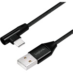 LogiLink USB-C -> USB-A 2.0 M/M adatkábel 1m fekete egyenes/90°