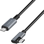 LogiLink USB-C -> USB-C M/M adatkábel 1m fekete-szürke egyenes/90°, E-mark, PD