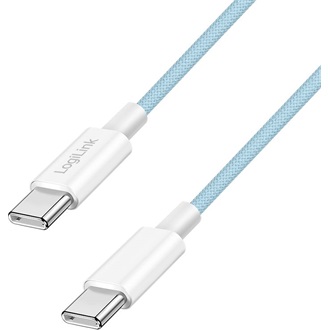 Logilink USB 2.0 Type-C kábel, C/M - C/M, 480 Mbps, 60W, nejlon, kék, 0,5 m