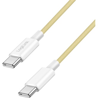 Logilink USB 2.0 Type-C kábel, C/M - C/M, 480 Mbps, 60W, nejlon, sárga, 1 m