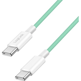 Logilink USB 2.0 Type-C kábel, C/M - C/M, 480 Mbps, 60W, nejlon, zöld, 0,5 m