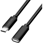 Logilink USB 2.0 Type-C kábel, C/M-USB-C/F, PD, fekete, 1 m