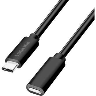 Logilink USB 2.0 Type-C kábel, C/M-USB-C/F, PD, fekete, 3 m