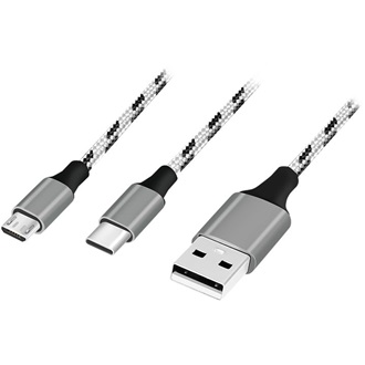 Logilink USB 2.0 kábel, USB-A/M - Micro-USB + USB-C, fehér/fekete, 1,2 m