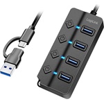 Logilink USB 3.2 Gen1 Hub, 4 port, be-/kikapcsoló, fekete