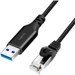 Logilink USB 3.0 Ethernet kábel, A/M   RJ45/M, 1 Gbps, aktív, fekete/szürke, 10 m