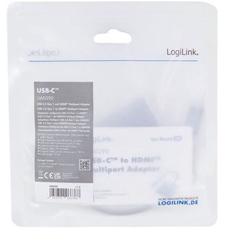 LogiLink USB-C 3.2 Gen1 -> 1db HDMI 2.0 1db USB-C 3.2 Gen 2 1db USB-A 3.0 M/F adapter 0.15m szürke DP Alt Mode, PD 100W