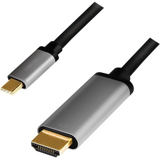 LogiLink USB-C -> HDMI 2.0 M/M video kábel 1.8m fekete-szürke (DP Alt Mode)
