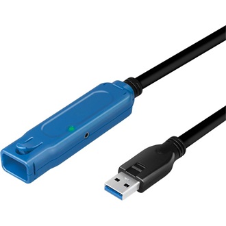 Logilink USB 3.2 Gen1 kábel, USB-A/M-USB-A/F, erősítő, fekete/kék, 30 m