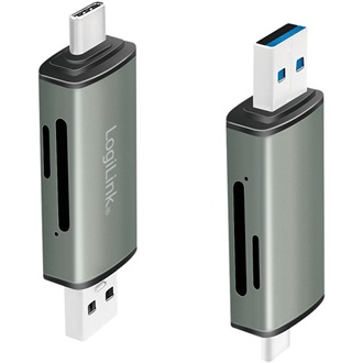 LogiLink USB3.2 Gen1 A / USB-C SD, microSD kártyaolvasó aluminium