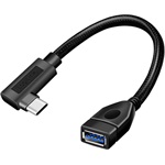 Logilink USB 3.2 Gen2 Type-C adapter, C/M 90    USB-A/F, OTG, fekete, 0,2 m