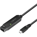 Logilink USB 3.2 Gen2 kábel, USB-C/M-USB-C/F, erősítő, fekete, 5 m
