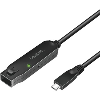 Logilink USB 3.2 Gen2 kábel, USB-C/M-USB-C/F, erősítő, fekete, 5 m