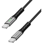 Logilink USB 3.2 Gen2x2 Type-C kábel, C/M - C/M, 20 Gbps, 240W, 4K, LED, fém, fekete, 1,5 m