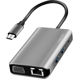 Logilink USB 3.2 Gen 1 dokkoló állomás, USB-C, 7 port, PD, antracit