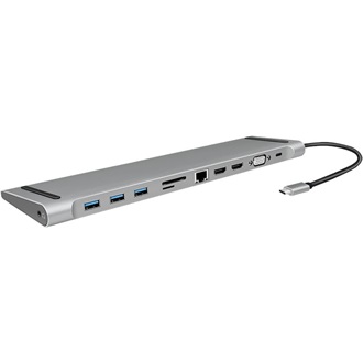 Logilink USB 3.2 Gen 1 dokkolóállomás, USB-C, 11-port, PD, ezüst