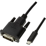 LogiLink USB-C 3.2 Gen1 -> DVI-D M/M video kábel 1.8m fekete