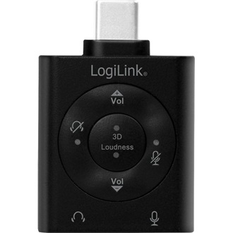 Logilink USB-C Audio Adapter, USB-C/M to 2x3.5mm/F, virtual 7.1, black