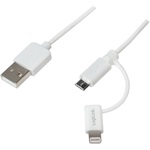 LogiLink USB-A 2.0 -> 1db USB-B 2.0 micro 1db Lightning M/M adatkábel 1m fehér