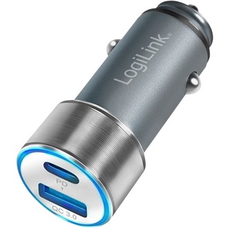 Logilink USB autós töltő, 1x USB-C PD, 1x USB-A QC, 36 W