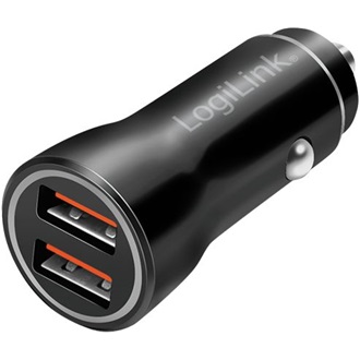 Logilink USB autós töltő, 2x USB-A, 10,5 W, fekete