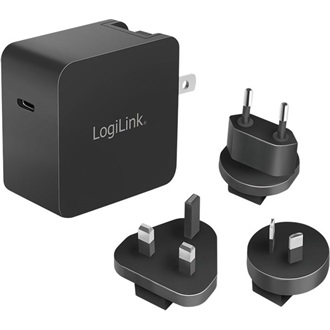 Logilink USB utazási töltő, GaN, 1 port, USB-CF, 65 W, PD-vel