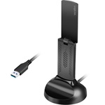 Logilink Wi-Fi 6E USB adapter mágneses tartóval, 5,8 GHz, WPA/WPA2, WPA3, 5 W, LED, fekete