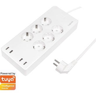 Logilink Wi-Fi Smart Socket aljzat, 6 utas, (CEE 7/3), 4x USB, Tuya kompatibilis