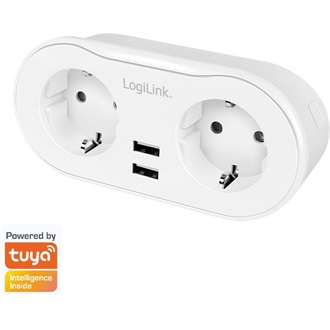 Logilink Wi-Fi intelligens csatlakozóaljzat, 2 utas (CEE 7/3), 2x USB, Tuya kompatibilis