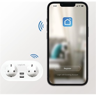 Logilink Wi-Fi intelligens csatlakozóaljzat, 2 utas (CEE 7/3), 2x USB, Tuya kompatibilis