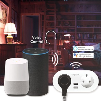 Logilink Wi-Fi intelligens csatlakozóaljzat, 2 utas (CEE 7/3), 2x USB, Tuya kompatibilis