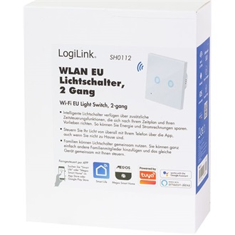 Logilink Wi-Fi intelligens kettős fali kapcsoló, Tuya kompatibilis