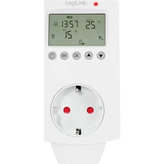 Logilink Wi-Fi intelligens termosztát aljzat, 1 utas (CEE 7/3), Tuya kompatibilis