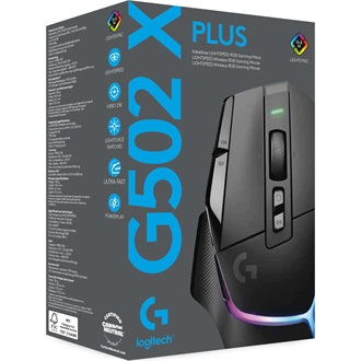 Logitech G502 X Plus optikai vezeték nélküli gaming egér fekete