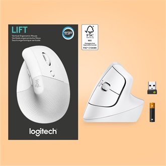 Logitech Lift Vertical Ergonomical optikai Bluetooth / vezeték nélküli vertikális egér fehér