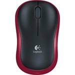 Logitech M185 optikai vezeték nélküli egér fekete-piros