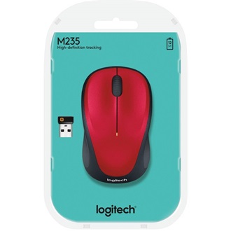 Logitech M235 optikai vezeték nélküli egér piros