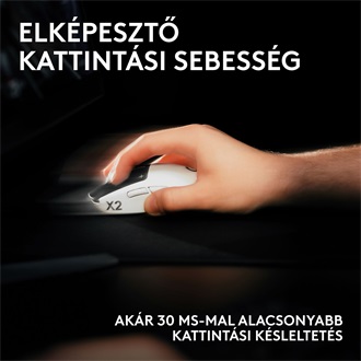 Logitech PRO X2 SUPERSTRIKE LIGHTSPEED optikai vezeték nélküli gaming egér fehér-fekete (Lunar Eclipse)